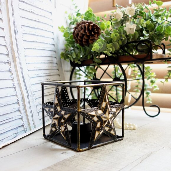 Checked Candle Holder Buffalo Check Candle Holder Mackenzie Inspired Decor - Picture 7 of 9